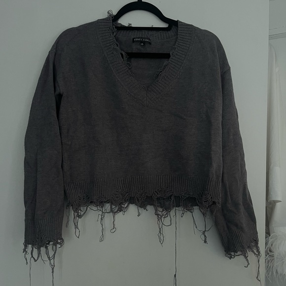 Distressed Cropped Sweater - Picture 1 of 1